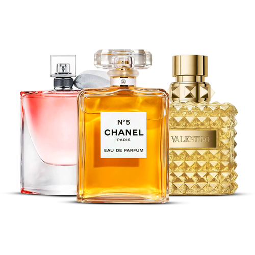 Combination of 3 women's perfumes – La Vie Est Belle, Chanel Nº5 and Valentino Donna [100 ml each]