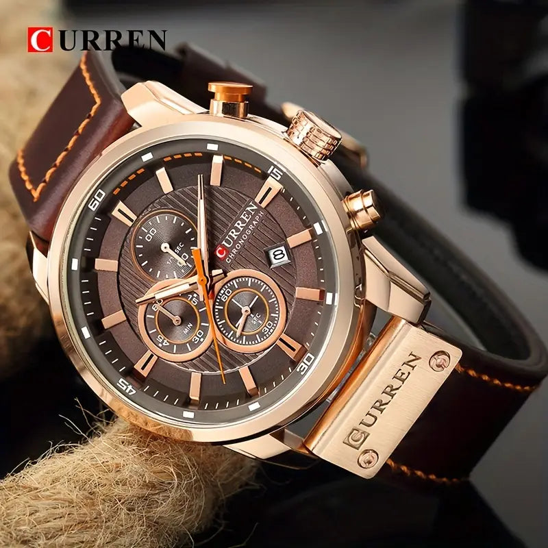 Relógio de Luxo Curren com pulseira de couro