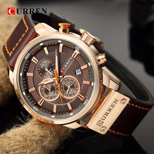 Relógio de Luxo Curren com pulseira de couro