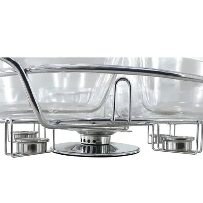 Luxuoso Rechaud Giratório Com 6 Compartimentos Aço Inox E Vidro 52cm + FRETE GRÁTIS