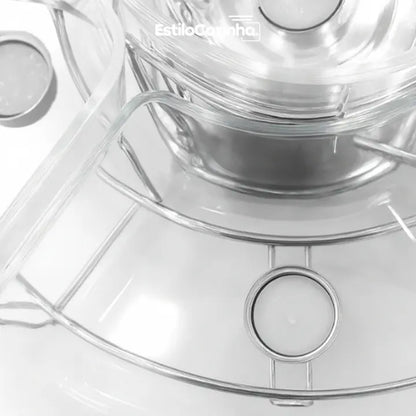 Luxuoso Rechaud Giratório Com 6 Compartimentos Aço Inox E Vidro 52cm + FRETE GRÁTIS