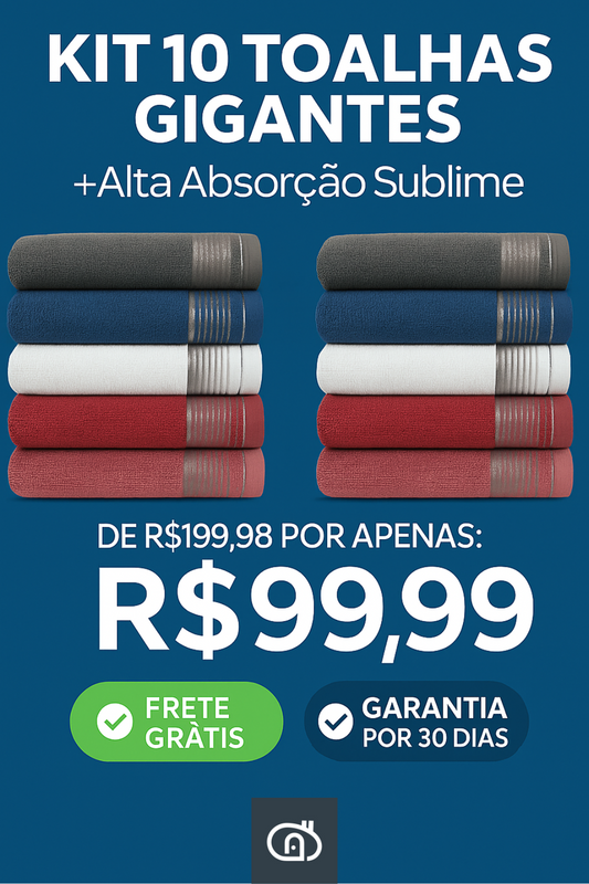 Kit 10 Toalhas Banhão Gigante Sublime 90x160cm