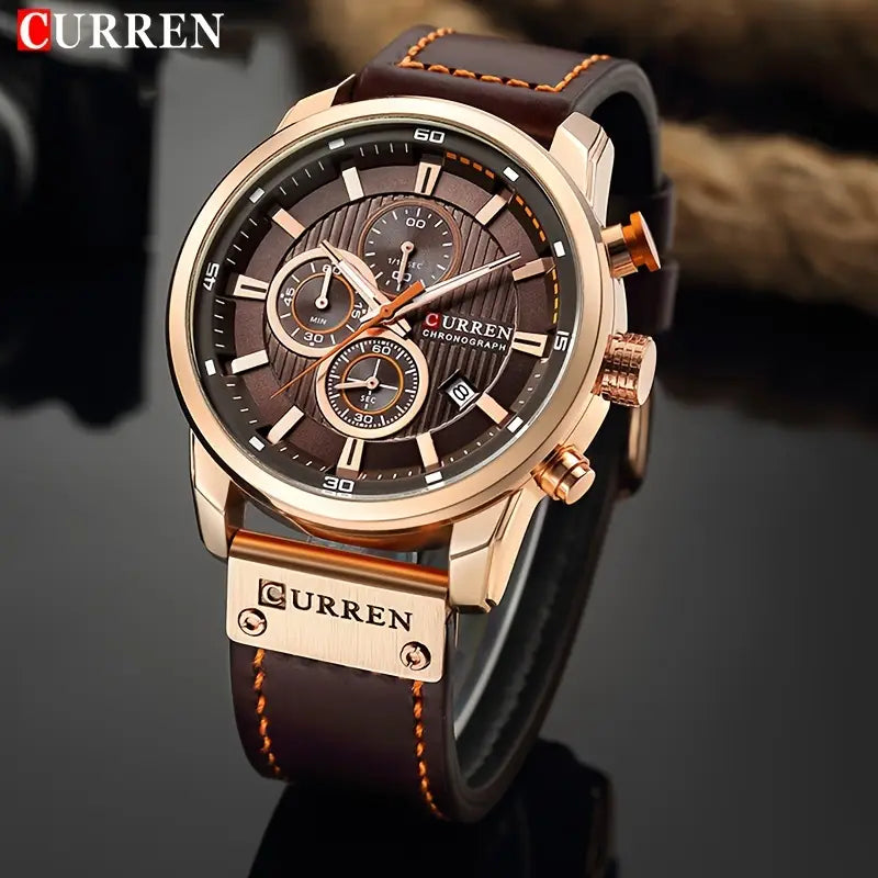 Relógio de Luxo Curren com pulseira de couro