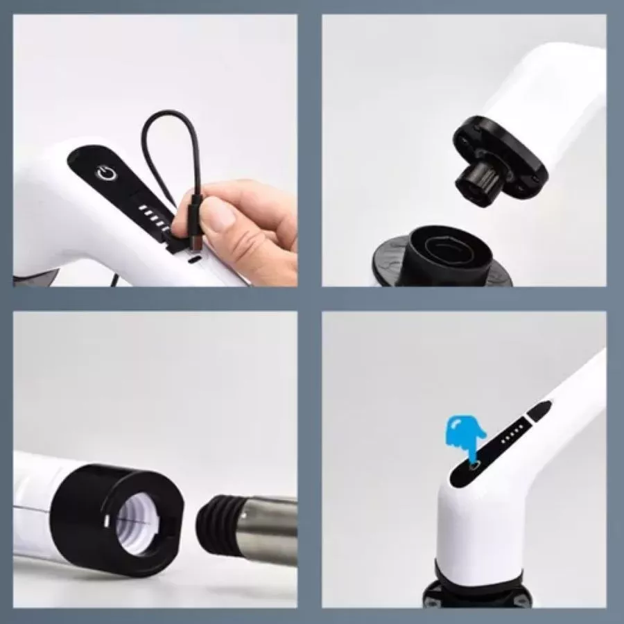 Escova Esfregão Elétrica 9 em 1 Recarregável – Rotação 360° com Cabo Extensor