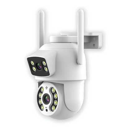 Câmera de Segurança Wi-Fi 360° com Lente Dupla ICSEE, IP66, Visão Noturna e Sensor de Movimento – 2 em 1 (Fixa + Giratória)
