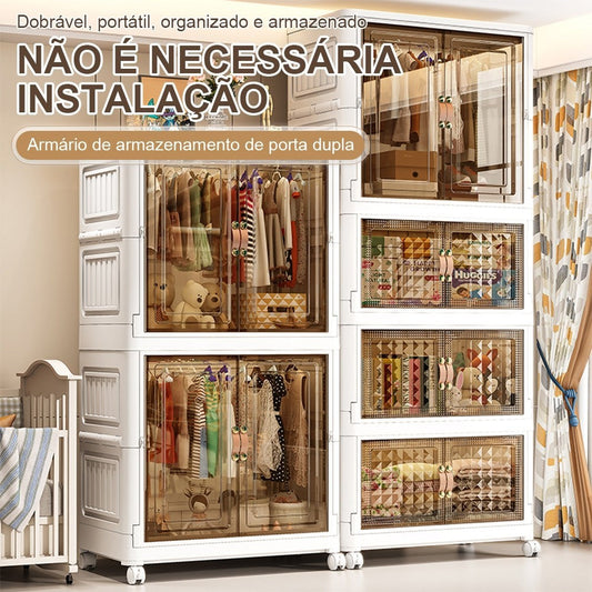 Armário Organizador Dobrável com Rodas – Porta Dupla e Design Modular